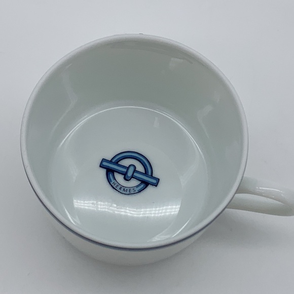 Hermes Chaine D'Ancre Blue and White Porcelain Cup and Saucer Set - Picture 8 of 13